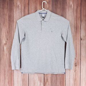NWT Brooks Brothers Mens XL Performance Polo Slim Fit Long Sleeve Shirt Gray